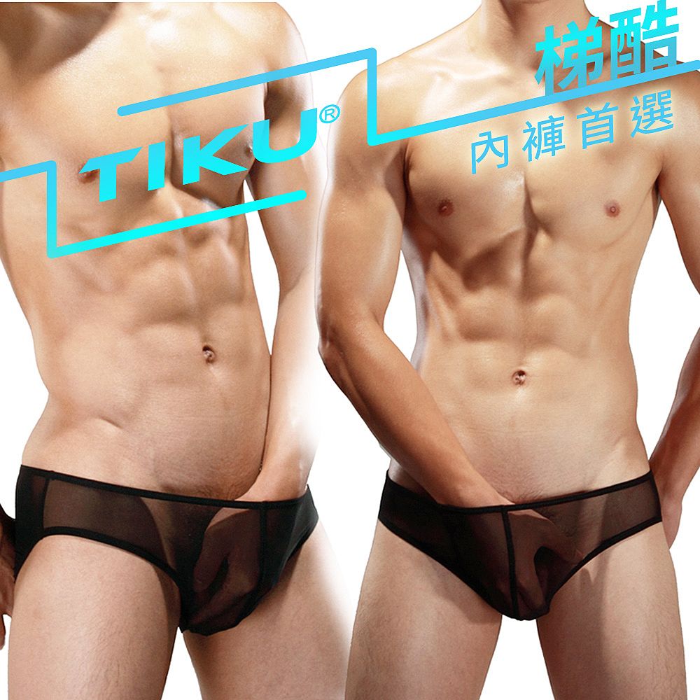 TIKU 梯酷   ~ 猛男呼吸款 全透明網料性感三角男內褲 -黑 (BN1766)