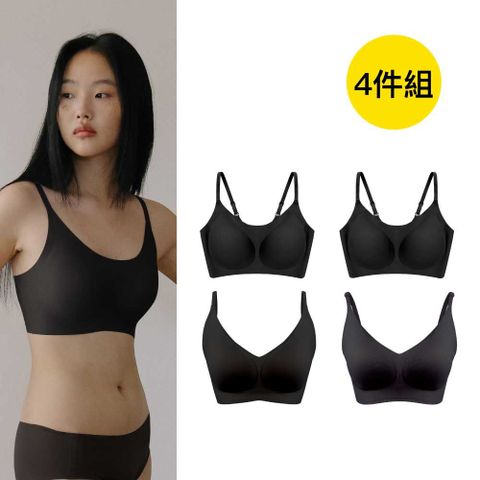 24HRS 經典2x美背1x萊卡1 無感失憶內衣 4件組