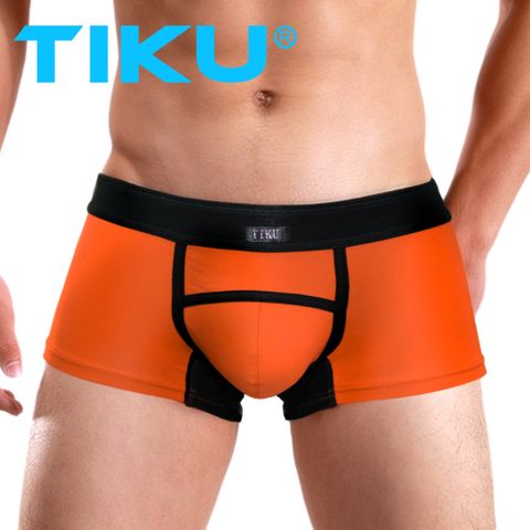 TIKU 梯酷 柔棉透氣 俐落感平口男內褲 -橘色 (OC1243)