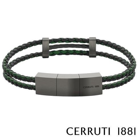 【Cerruti 1881】限量2折 經典編織雙繩不銹鋼皮革手環 全新專櫃展示品(CB0903)