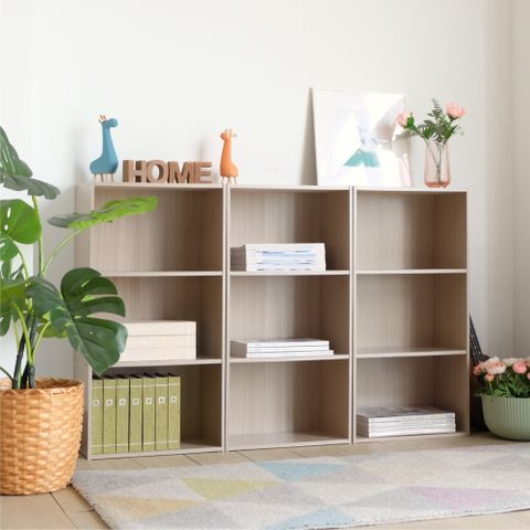 EASY HOME-開放式三層收納組合櫃-三入組-雙色可選(文件櫃 書櫃 收納櫃 置物櫃 日式書櫃 課本收納)