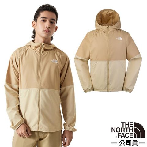 【The North Face】男 WindWall 輕薄款 防風防潑水可調節連帽外套/81PO-QK7 礫石沙 N
