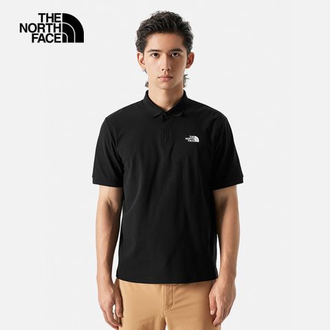 The North Face北面男款黑色吸濕排汗防曬POLO衫｜87W2JK3